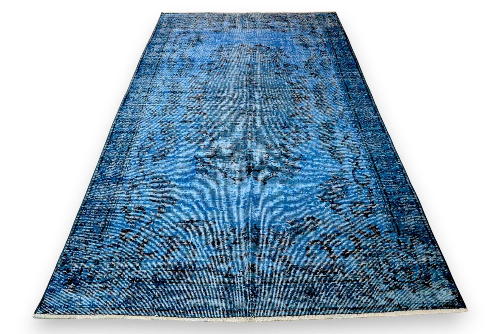 Diep saffierblauw vintage vloerkleed - G626