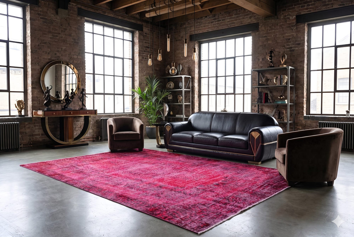 Diep framboosrood vintage vloerkleed - G627