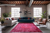 Diep framboosrood vintage vloerkleed - G627