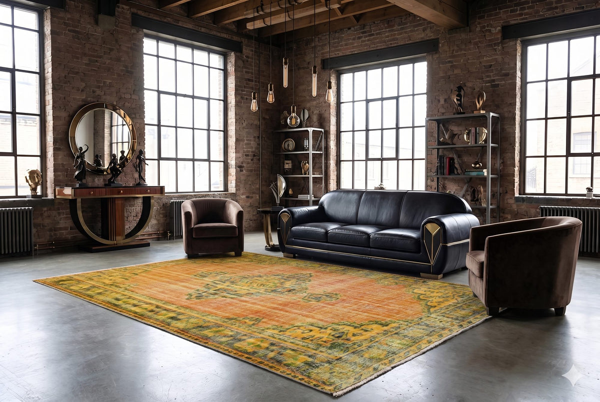 Warm koperoranje vintage vloerkleed - G630