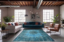 Verweerd oceaanblauw vintage vloerkleed - G631