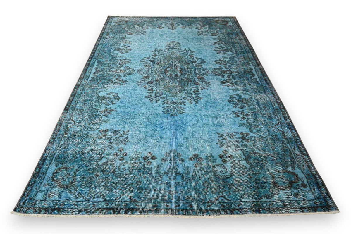 Verweerd oceaanblauw vintage vloerkleed - G631