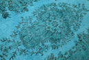Levendig turquoise vintage vloerkleed - G632