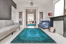 Levendig turquoise vintage vloerkleed - G632