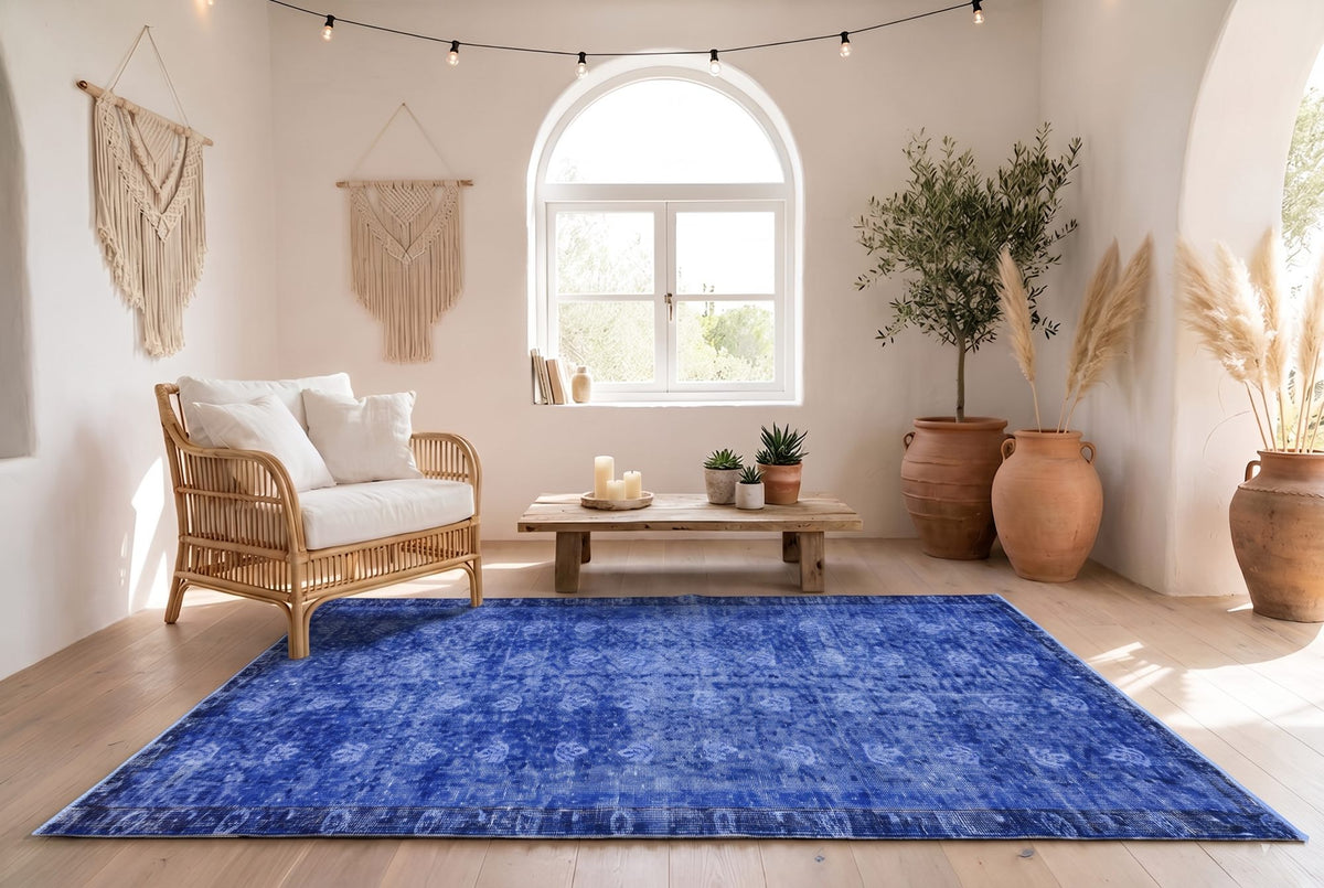 Diep nachtblauw vintage vloerkleed - G633