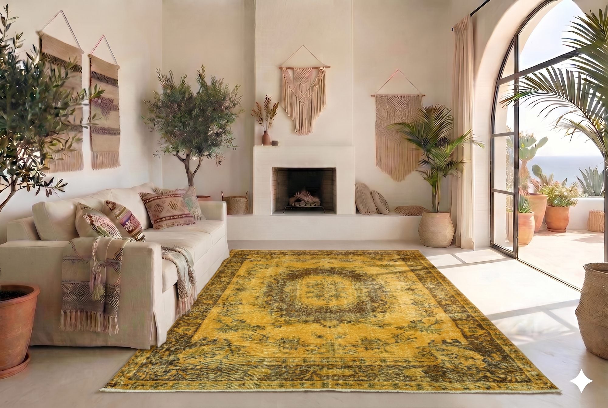 Geel vintage vloerkleed - G636