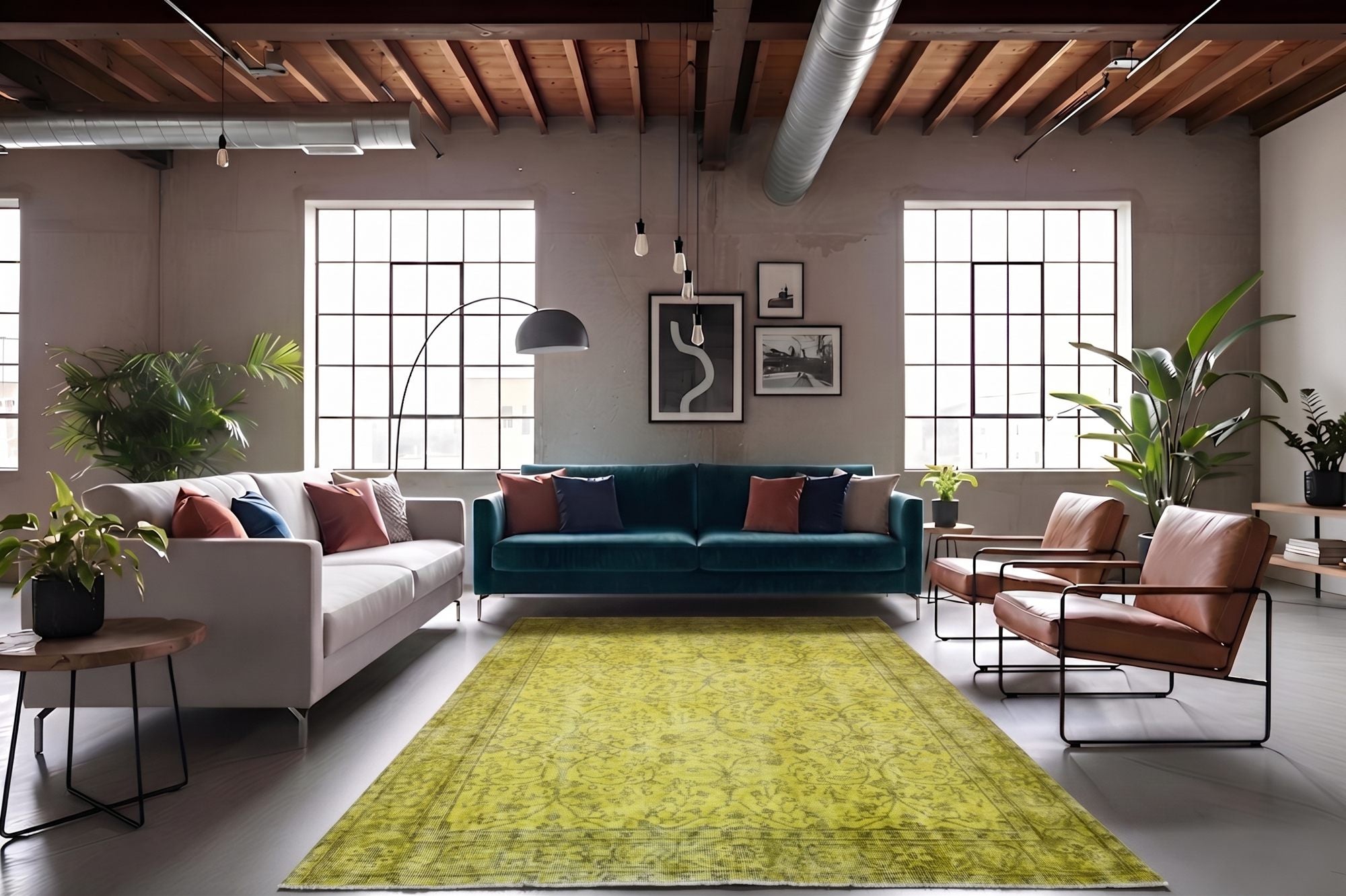Geel vintage vloerkleed - G637