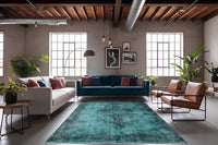 Rustig grijsturquoise vintage vloerkleed - G639