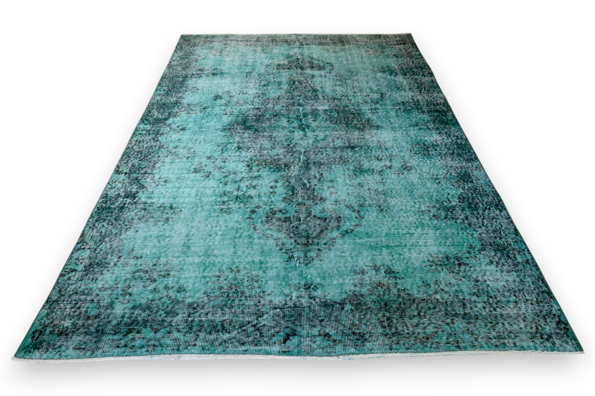 Rustig grijsturquoise vintage vloerkleed - G639