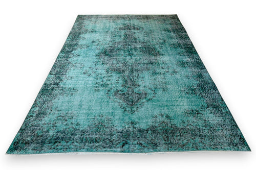 Rustig grijsturquoise vintage vloerkleed - G639