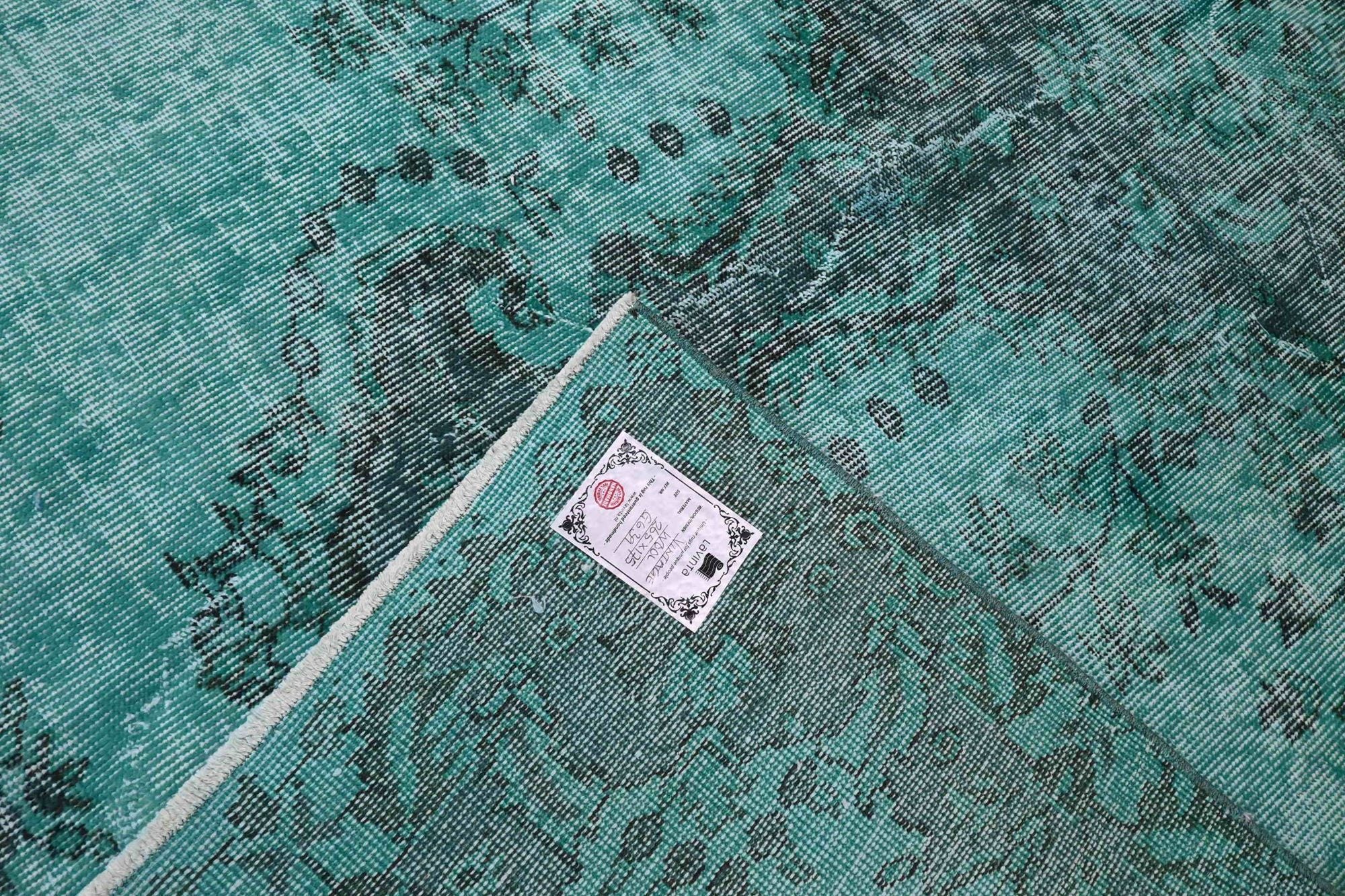 Rustig grijsturquoise vintage vloerkleed - G639