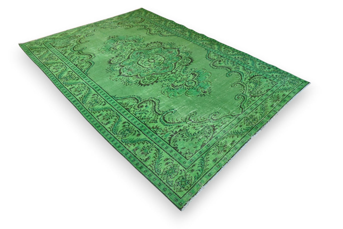 Helder lentegroen vintage vloerkleed - G640