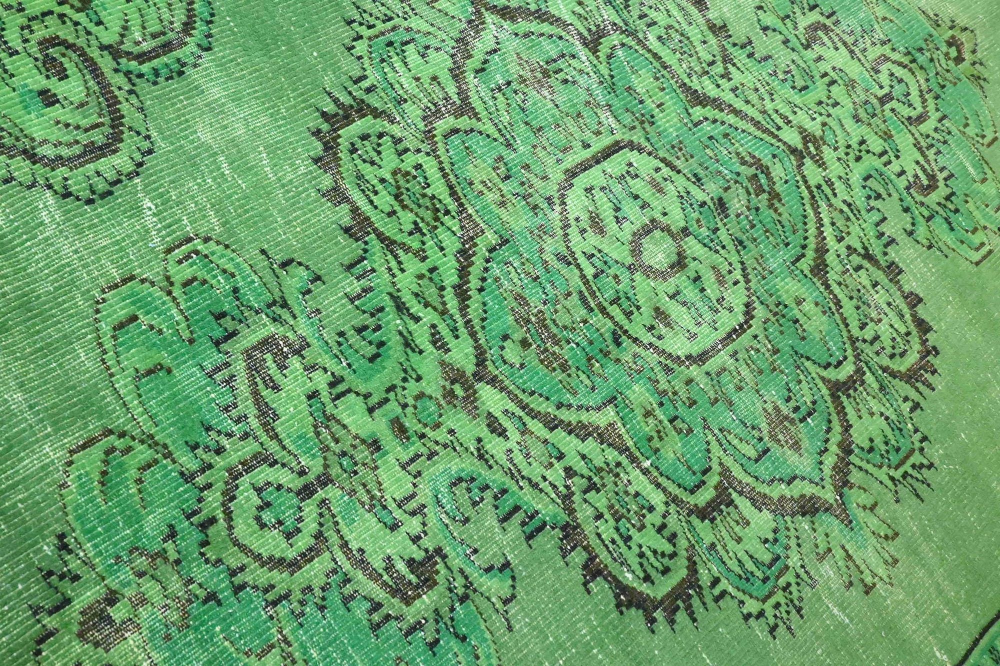 Helder lentegroen vintage vloerkleed - G640