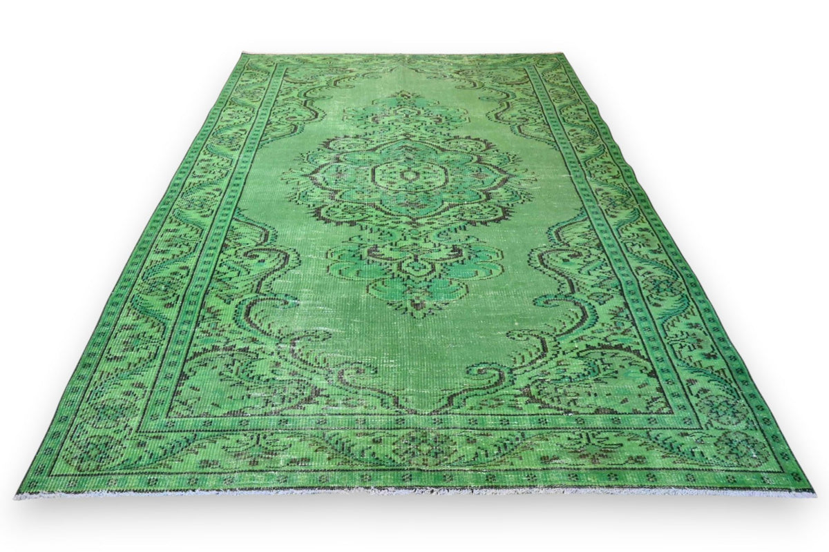 Helder lentegroen vintage vloerkleed - G640