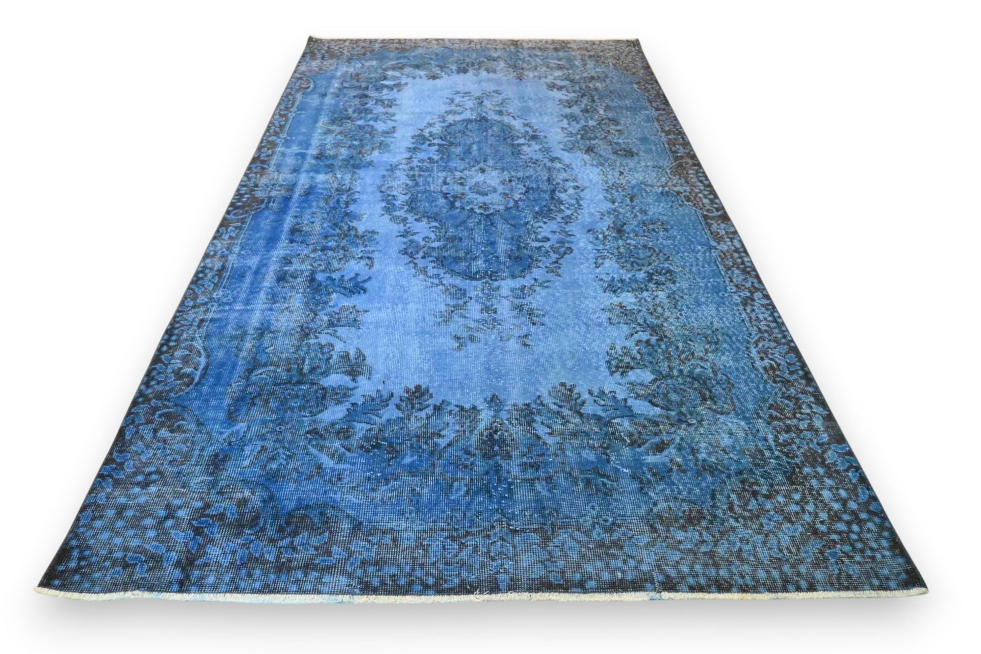 Levendig kobaltblauw vintage vloerkleed - G641