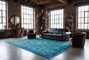 Statig kobaltblauw vintage vloerkleed - G644