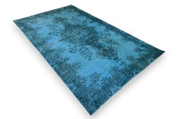 Fris zeeblauw vintage vloerkleed - G645