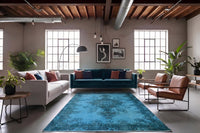 Fris zeeblauw vintage vloerkleed - G645