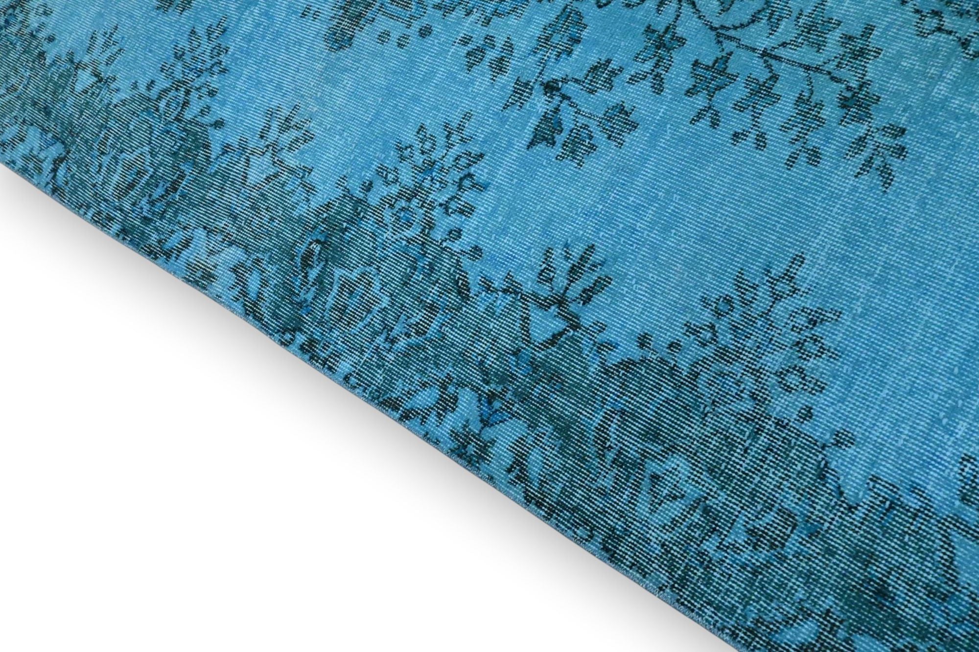 Fris zeeblauw vintage vloerkleed - G645