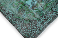 Donker zeeturquoise vintage vloerkleed - G646