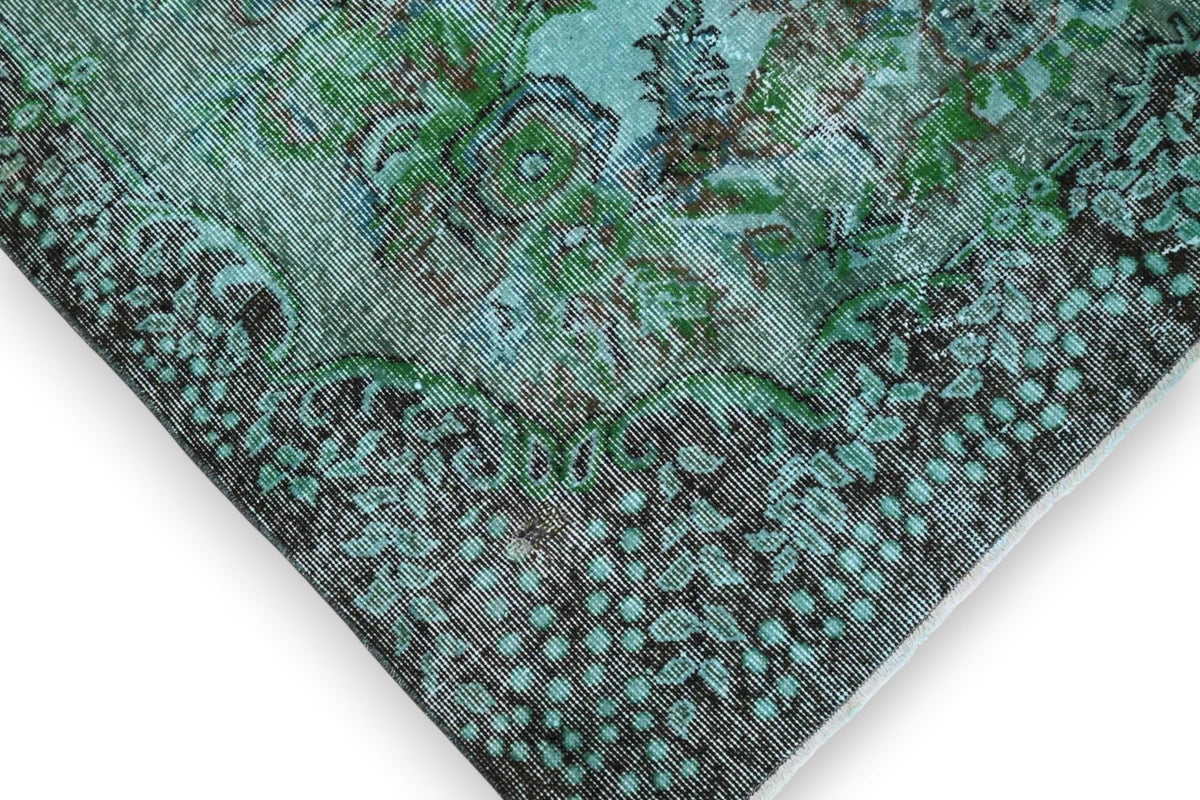 Donker zeeturquoise vintage vloerkleed - G646