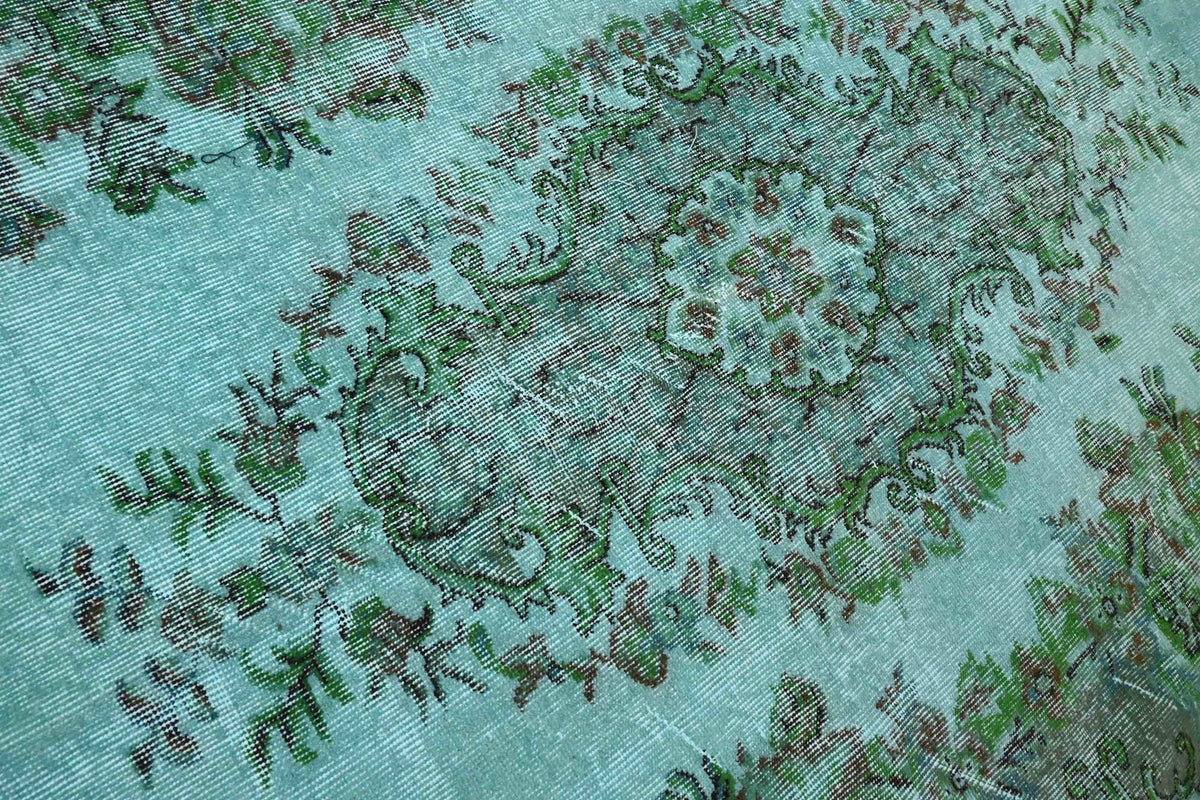 Donker zeeturquoise vintage vloerkleed - G646