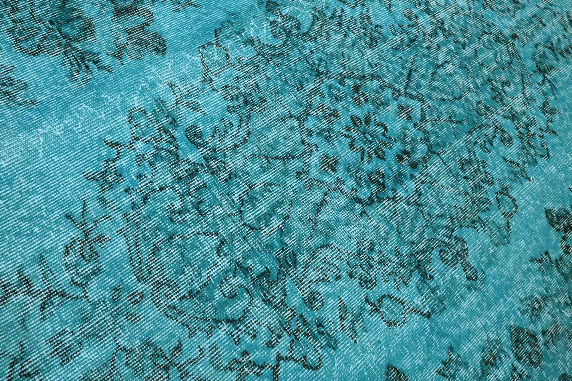 Helder oceaanblauw vintage vloerkleed - G647