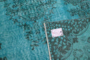 Helder oceaanblauw vintage vloerkleed - G647