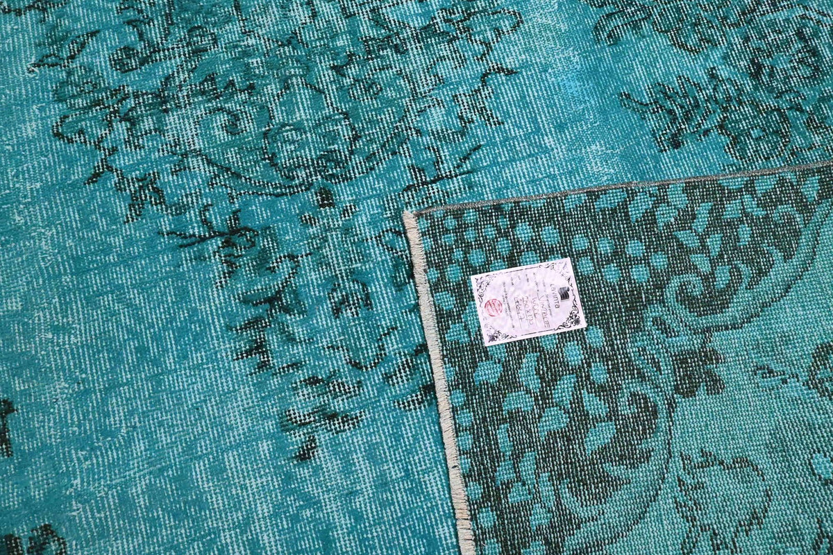 Helder oceaanblauw vintage vloerkleed - G647