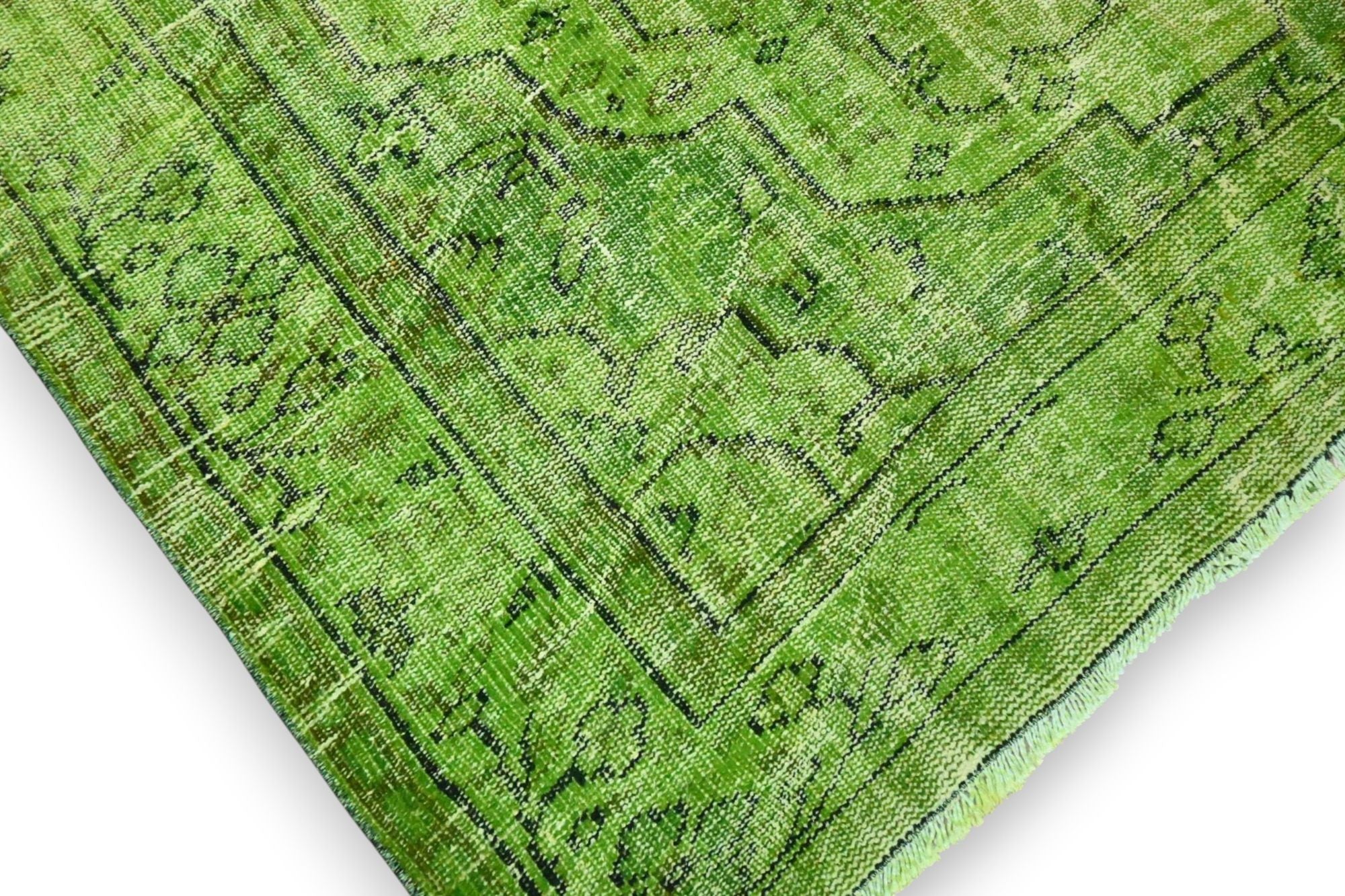 Lush Lime Green Vintage Rug - G649