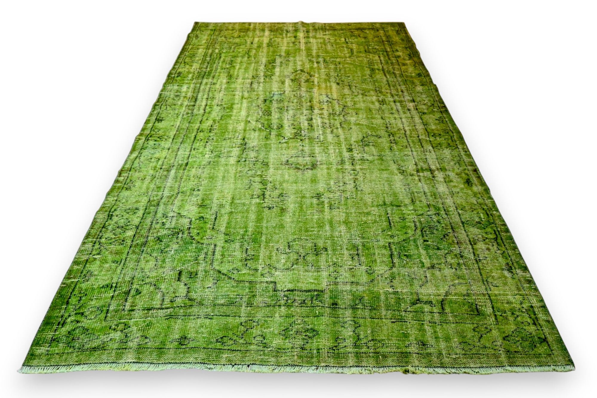 Lush Lime Green Vintage Rug - G649