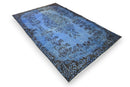 Rijk korenblauw vintage vloerkleed - G650