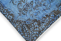 Rijk korenblauw vintage vloerkleed - G650