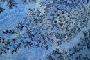 Rijk korenblauw vintage vloerkleed - G650