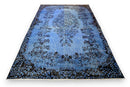 Rijk korenblauw vintage vloerkleed - G650