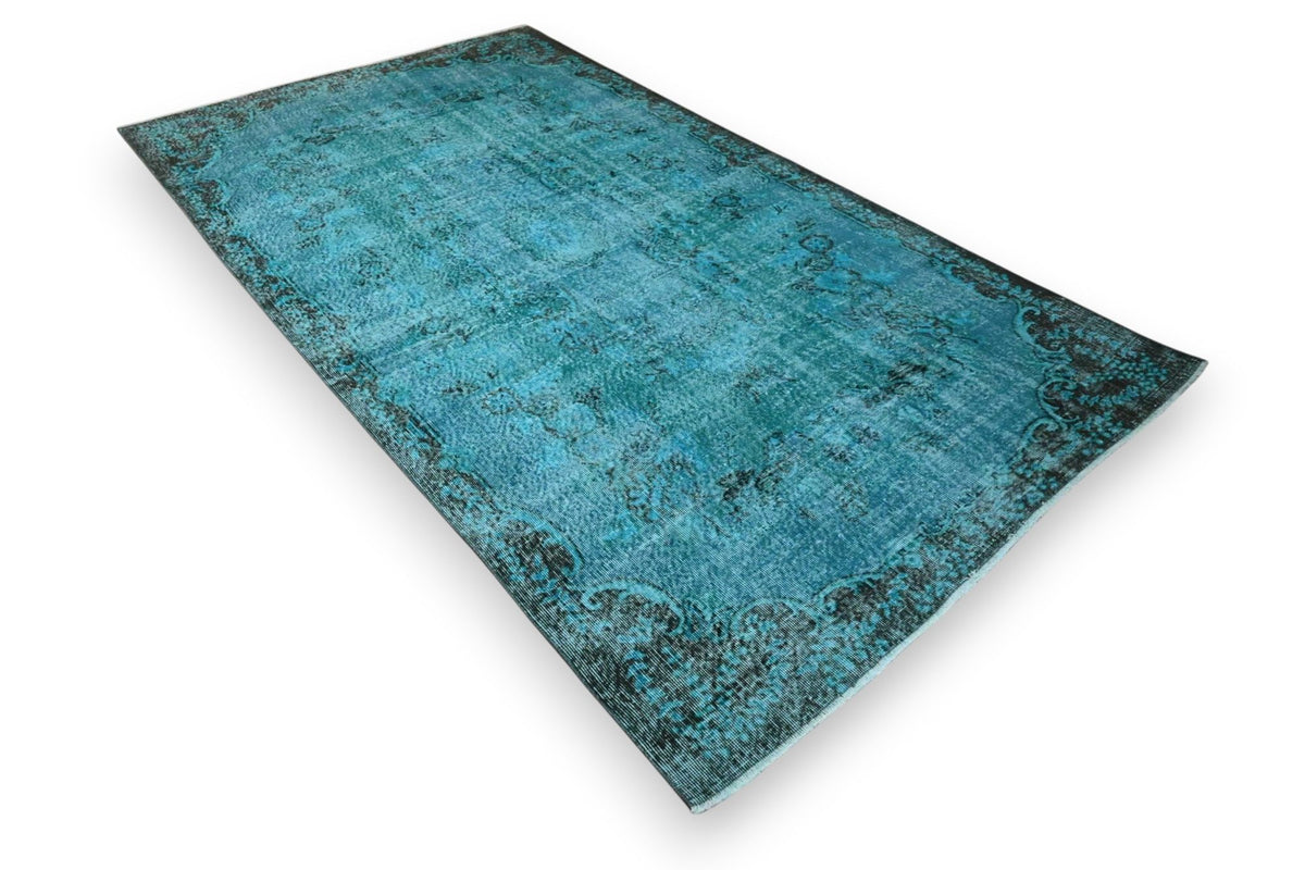 Diep petrolturquoise vintage vloerkleed - G651