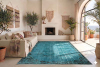 Diep petrolturquoise vintage vloerkleed - G651