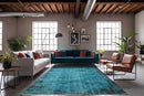Diep petrolturquoise vintage vloerkleed - G651