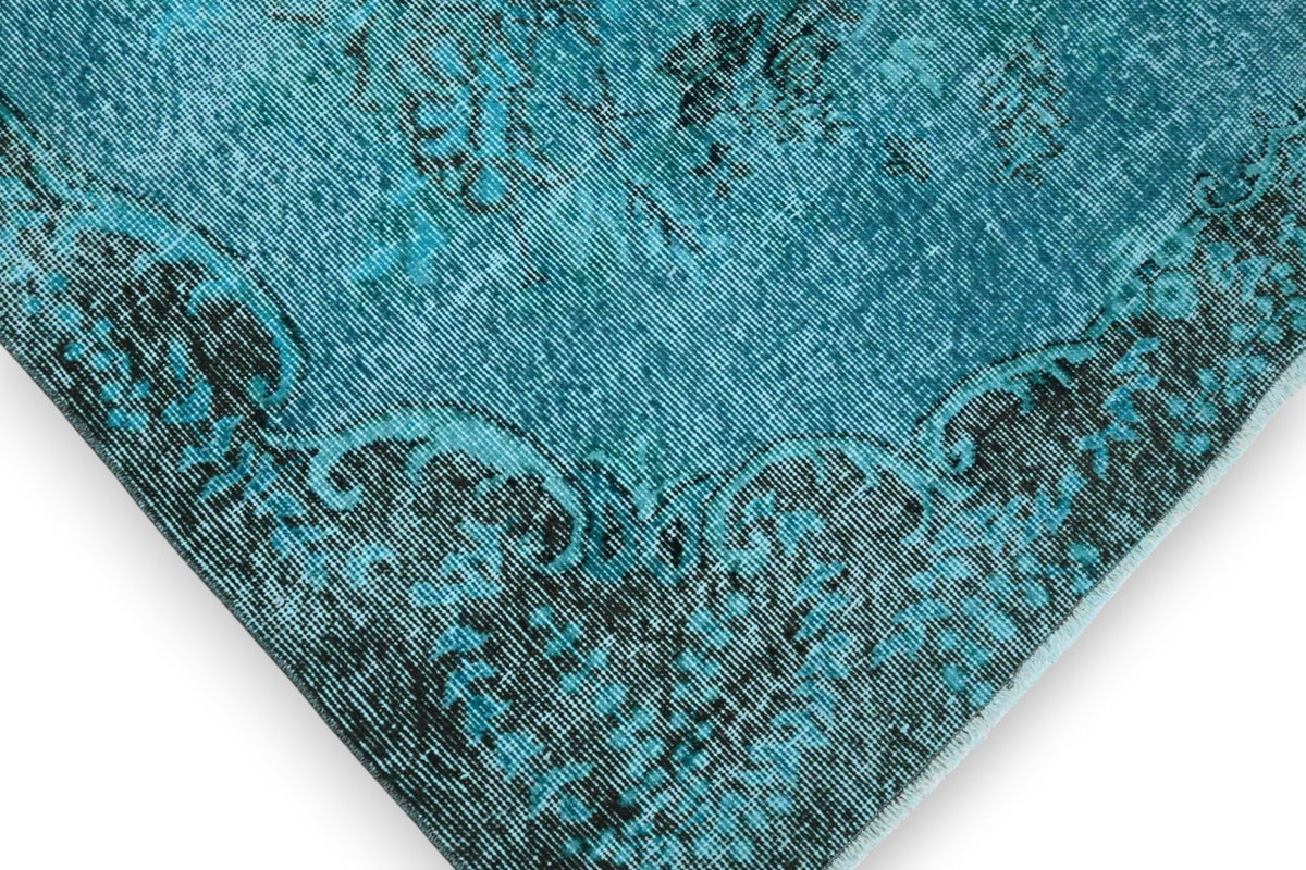 Diep petrolturquoise vintage vloerkleed - G651