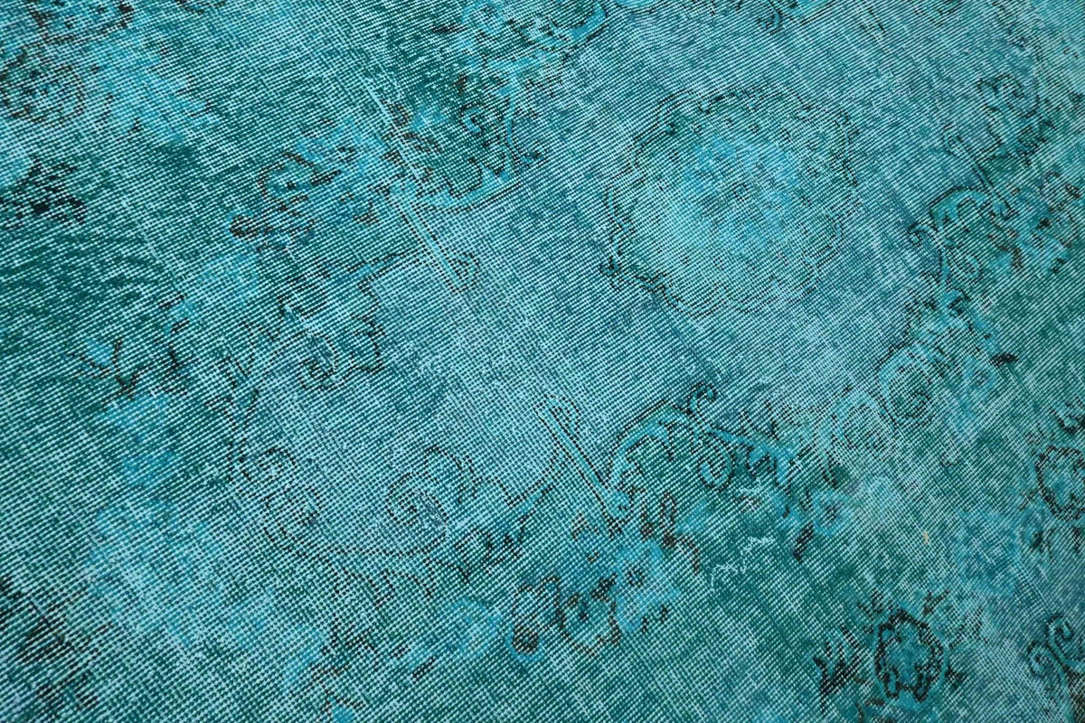 Diep petrolturquoise vintage vloerkleed - G651