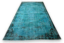 Diep petrolturquoise vintage vloerkleed - G651