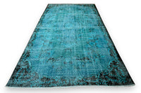 Diep petrolturquoise vintage vloerkleed - G651