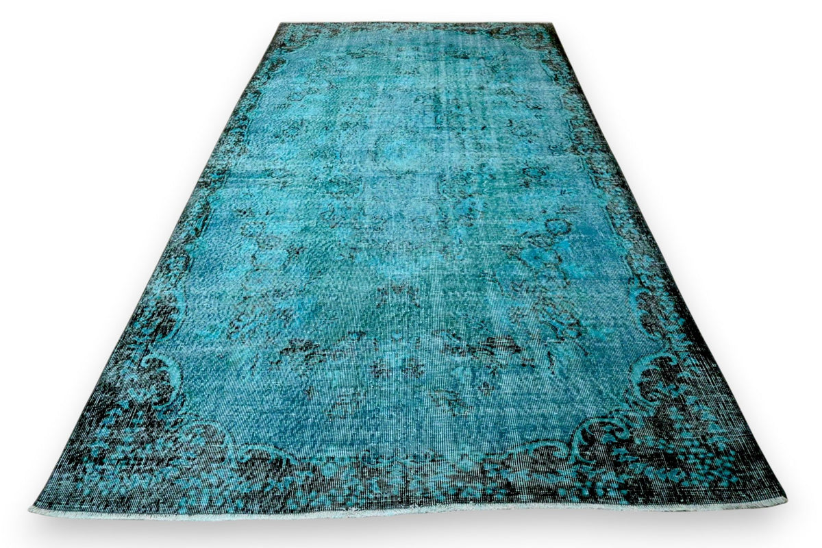 Diep petrolturquoise vintage vloerkleed - G651