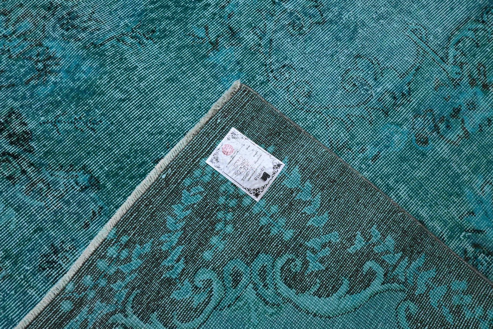 Diep petrolturquoise vintage vloerkleed - G651
