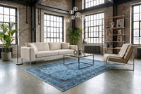 Zacht hemelblauw vintage vloerkleed - G652