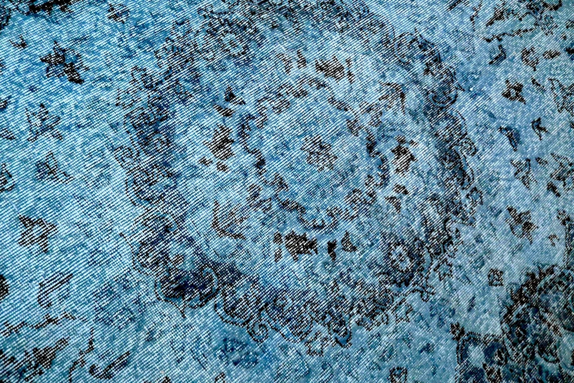 Zacht hemelblauw vintage vloerkleed - G652