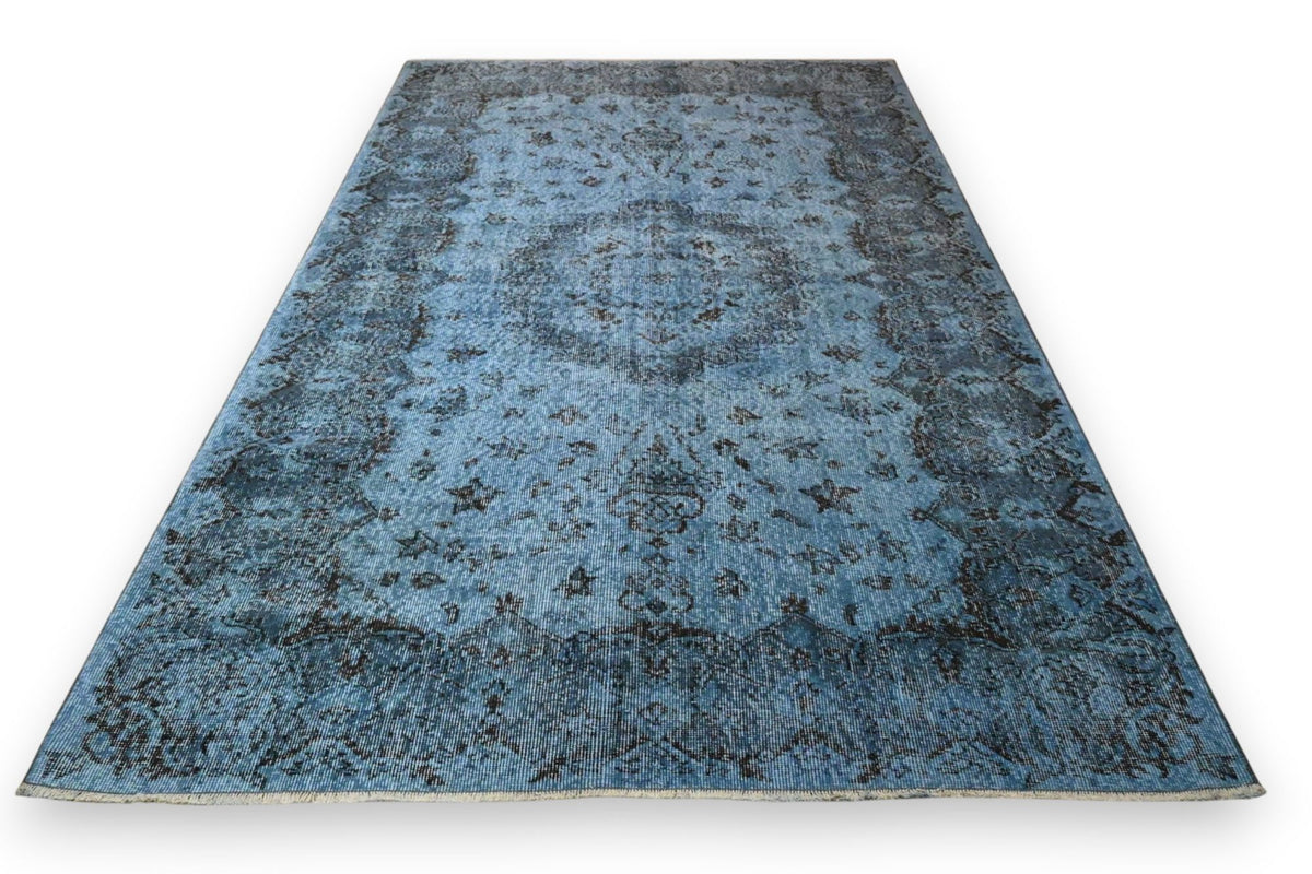 Zacht hemelblauw vintage vloerkleed - G652