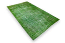 Fresh grass green vintage rug - G654