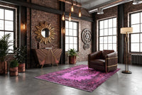 Speels fuchsiaroze vintage vloerkleed - G655