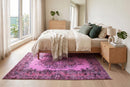 Speels fuchsiaroze vintage vloerkleed - G655